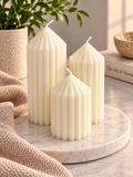 Fluted Pillar Candle Set - Soy Wax